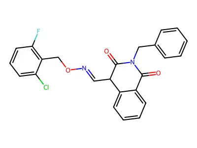 2-benzyl-4-[(2-chloro-6-fluoro-phenyl)methoxyiminomethyl]-4H-isoquinoline-1,3-dione structure