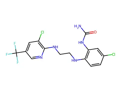 [5-chloro-2-[2-[[3-chloro-5-(trifluoromethyl)pyridin-2-yl]amino]ethylamino]phenyl]urea structure