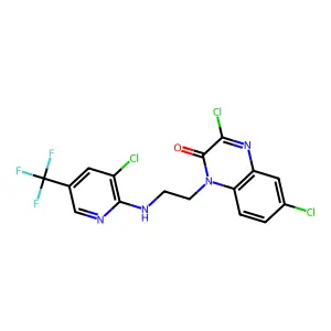 3,6-dichloro-1-(2-{[3-chloro-5-(trifluoromethyl)-2-pyridinyl]amino}ethyl)-2(1H)-quinoxalinone structure