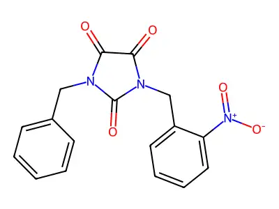 1-Benzyl-3-[(2-nitrophenyl)methyl]imidazolidine-2,4,5-trione structure