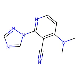 4-(dimethylamino)-2-(1H-1,2,4-triazol-1-yl)nicotinonitrile structure