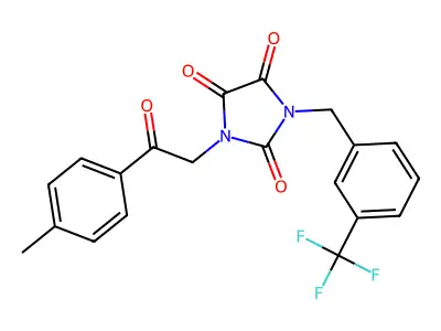 1-[2-(4-methylphenyl)-2-oxoethyl]-3-{[3-(trifluoromethyl)phenyl]methyl}imidazolidine-2,4,5-trione structure