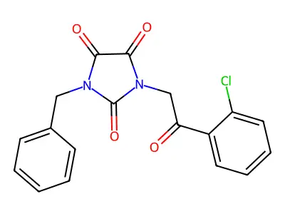 1-Benzyl-3-[2-(2-chlorophenyl)-2-oxoethyl]imidazolidine-2,4,5-trione structure