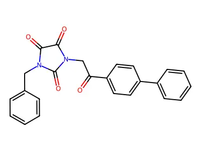 1-benzyl-3-(2-[1,1'-biphenyl]-4-yl-2-oxoethyl)-1H-imidazole-2,4,5(3H)-trione structure