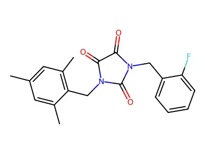 1-(2-fluorobenzyl)-3-(mesitylmethyl)-1H-imidazole-2,4,5(3H)-trione structure