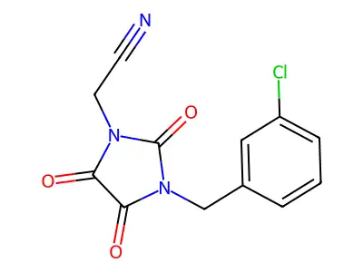 2-[3-(3-Chlorobenzyl)-2,4,5-trioxo-1-imidazolidinyl]acetonitrile structure