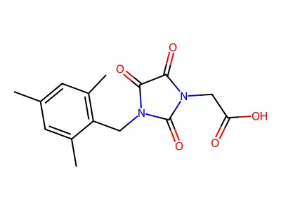 2-[3-(Mesitylmethyl)-2,4,5-trioxo-1-imidazolidinyl]acetic acid structure