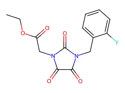 Ethyl 2-[3-(2-fluorobenzyl)-2,4,5-trioxo-1-imidazolidinyl]acetate structure