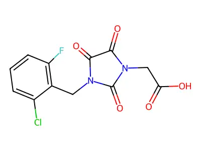 2-[3-(2-Chloro-6-fluorobenzyl)-2,4,5-trioxo-1-imidazolidinyl]acetic acid structure