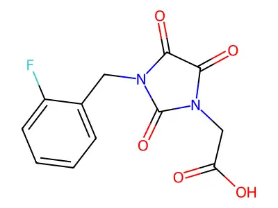 2-[3-(2-Fluorobenzyl)-2,4,5-trioxo-1-imidazolidinyl]acetic acid structure
