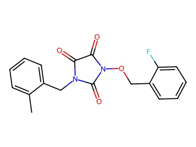 1-[(2-Fluorophenyl)methoxy]-3-[(2-methylphenyl)methyl]imidazolidine-2,4,5-trione structure