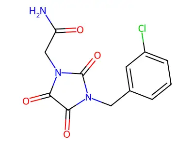 2-[3-(3-Chlorobenzyl)-2,4,5-trioxo-1-imidazolidinyl]acetamide structure