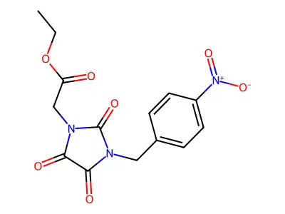 Ethyl 2-[3-(4-nitrobenzyl)-2,4,5-trioxo-1-imidazolidinyl]acetate structure