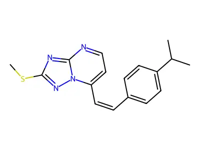7-(4-isopropylstyryl)-2-(methylsulfanyl)[1,2,4]triazolo[1,5-a]pyrimidine structure