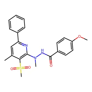 4-methoxy-N'-methyl-N'-[4-methyl-3-(methylsulfonyl)-6-phenyl-2-pyridinyl]benzenecarbohydrazide structure