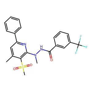 N'-methyl-N'-[4-methyl-3-(methylsulfonyl)-6-phenyl-2-pyridinyl]-3-(trifluoromethyl)benzenecarbohydrazide structure