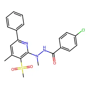 4-chloro-N'-methyl-N'-[4-methyl-3-(methylsulfonyl)-6-phenyl-2-pyridinyl]benzenecarbohydrazide structure