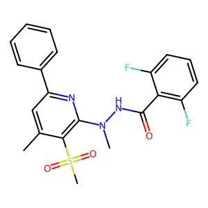 2,6-difluoro-N'-methyl-N'-[4-methyl-3-(methylsulfonyl)-6-phenyl-2-pyridinyl]benzenecarbohydrazide structure