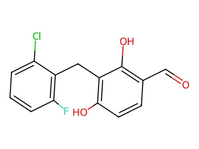 3-[(2-Chloro-6-fluorophenyl)methyl]-2,4-dihydroxybenzaldehyde structure