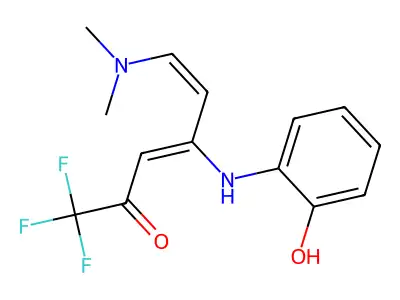 6-(Dimethylamino)-1,1,1-trifluoro-4-(2-hydroxyanilino)hexa-3,5-dien-2-one structure