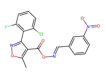 [(3-nitrophenyl)methylideneamino] 3-(2-chloro-6-fluorophenyl)-5-methyl-1,2-oxazole-4-carboxylate structure