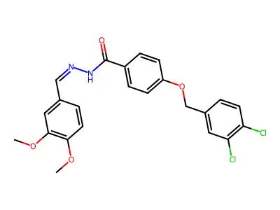 4-[(3,4-dichlorophenyl)methoxy]-N-[(3,4-dimethoxyphenyl)methylideneamino]benzamide structure