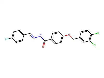 4-[(3,4-dichlorophenyl)methoxy]-N-[(4-fluorophenyl)methylideneamino]benzamide structure