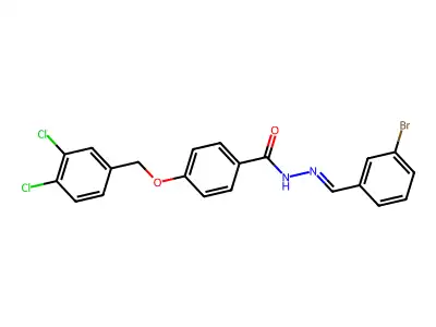 N-[(3-bromophenyl)methylideneamino]-4-[(3,4-dichlorophenyl)methoxy]benzamide structure