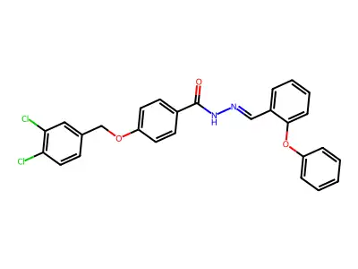 4-[(3,4-dichlorophenyl)methoxy]-N-[(2-phenoxyphenyl)methylideneamino]benzamide structure