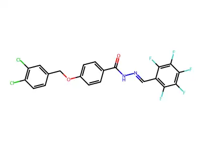 4-[(3,4-dichlorophenyl)methoxy]-N-[(2,3,4,5,6-pentafluorophenyl)methylideneamino]benzamide structure