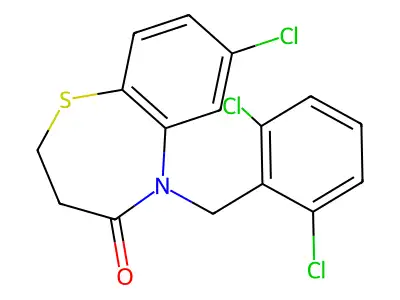 7-chloro-5-(2,6-dichlorobenzyl)-2,3-dihydro-1,5-benzothiazepin-4(5H)-one structure