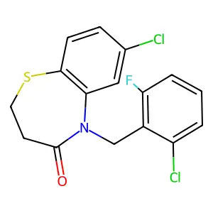 7-chloro-5-(2-chloro-6-fluorobenzyl)-2,3-dihydro-1,5-benzothiazepin-4(5H)-one structure