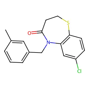 7-chloro-5-(3-methylbenzyl)-2,3-dihydro-1,5-benzothiazepin-4(5H)-one structure