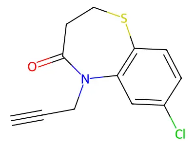 7-chloro-5-(2-propynyl)-2,3-dihydro-1,5-benzothiazepin-4(5H)-one structure