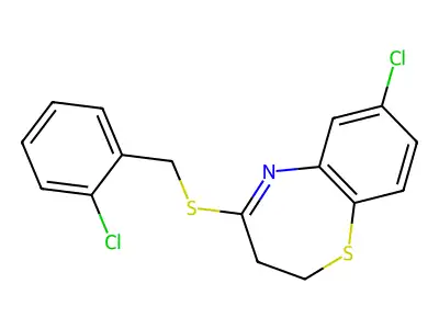 7-Chloro-4-[(2-chlorobenzyl)sulfanyl]-2,3-dihydro-1,5-benzothiazepine structure