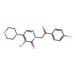 4-bromo-2-[2-(4-chlorophenyl)-2-oxoethyl]-5-morpholino-3(2H)-pyridazinone structure