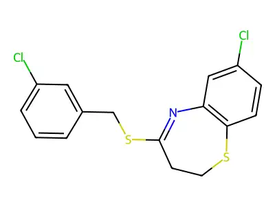 7-Chloro-4-[(3-chlorobenzyl)sulfanyl]-2,3-dihydro-1,5-benzothiazepine structure