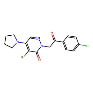 4-bromo-2-[2-(4-chlorophenyl)-2-oxoethyl]-5-(1-pyrrolidinyl)-3(2H)-pyridazinone structure