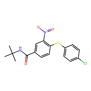N-(tert-butyl)-4-[(4-chlorophenyl)sulfanyl]-3-nitrobenzenecarboxamide structure