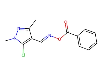 [(5-Chloro-1,3-dimethylpyrazol-4-yl)methylideneamino] benzoate structure