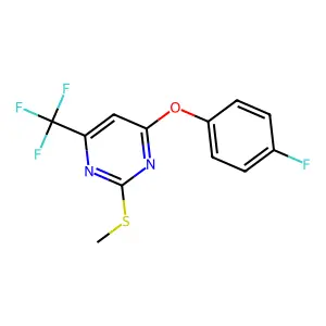 4-(4-Fluorophenoxy)-2-(methylsulfanyl)-6-(trifluoromethyl)pyrimidine structure