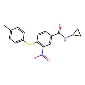 N-cyclopropyl-4-[(4-methylphenyl)sulfanyl]-3-nitrobenzenecarboxamide structure