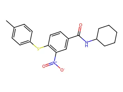 N-cyclohexyl-4-[(4-methylphenyl)sulfanyl]-3-nitrobenzenecarboxamide structure