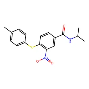N-isopropyl-4-[(4-methylphenyl)sulfanyl]-3-nitrobenzenecarboxamide structure