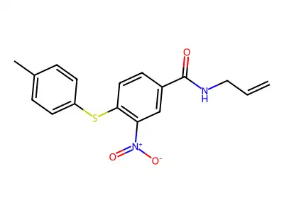 N-allyl-4-[(4-methylphenyl)sulfanyl]-3-nitrobenzenecarboxamide structure
