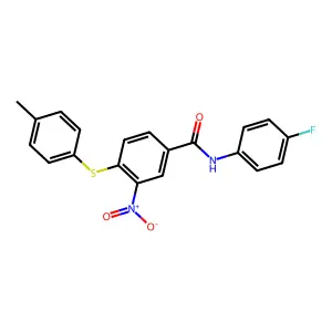N-(4-fluorophenyl)-4-[(4-methylphenyl)sulfanyl]-3-nitrobenzenecarboxamide structure