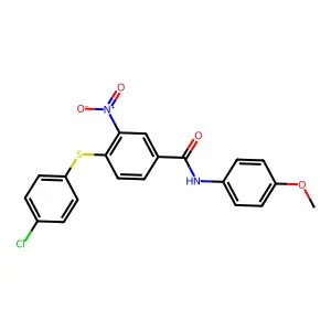 4-[(4-chlorophenyl)sulfanyl]-N-(4-methoxyphenyl)-3-nitrobenzenecarboxamide structure