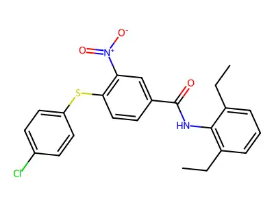 4-[(4-chlorophenyl)sulfanyl]-N-(2,6-diethylphenyl)-3-nitrobenzenecarboxamide structure