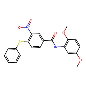 N-(2,5-dimethoxyphenyl)-3-nitro-4-(phenylsulfanyl)benzenecarboxamide structure