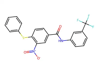 3-nitro-4-phenylsulfanyl-N-[3-(trifluoromethyl)phenyl]benzamide structure